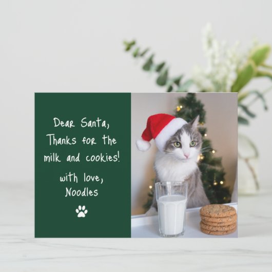 Beste Santa Melk en Cookies Groene Huisdier Foto G Feestdagenkaart (Staand voorkant)
