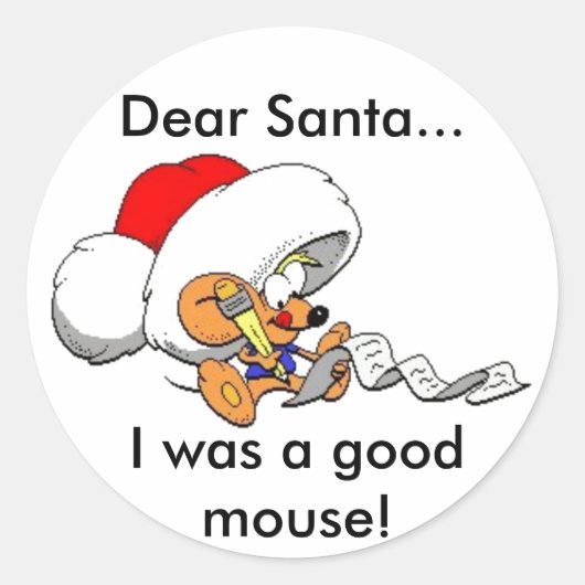 Beste Santa Mouse Ronde Sticker (Voorkant)