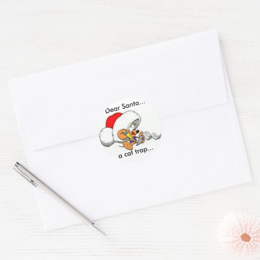 Beste Santa Mouse Ronde Sticker (Envelop)