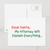 Beste Santa My Attorney zal het uitleggen: grappig Feestdagenkaart (Voorkant / Achterkant)
