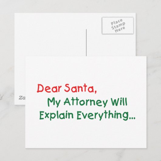 Beste Santa My Attorney zal het uitleggen: grappig Feestdagenkaart (Voorkant / Achterkant)
