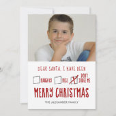 Beste Santa Naughty Nice Holiday-fotokaart Feestdagenkaart (Voorkant)