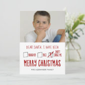 Beste Santa Naughty Nice Holiday-fotokaart Feestdagenkaart (Staand voorkant)