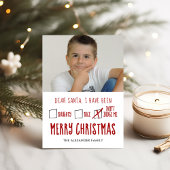 Beste Santa Naughty Nice Holiday-fotokaart Feestdagenkaart