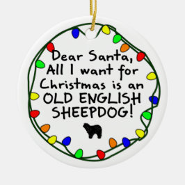 Beste Santa Old English Sheepdog Keramisch Ornament