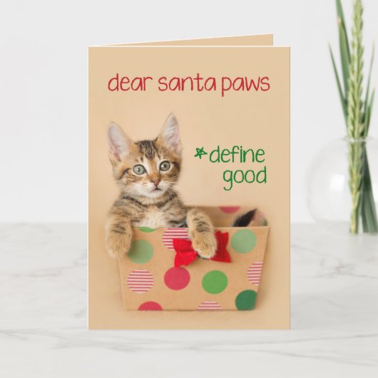 Beste Santa Paws, Definieer Goede Kitten Feestdagen Kaart (Voorkant)