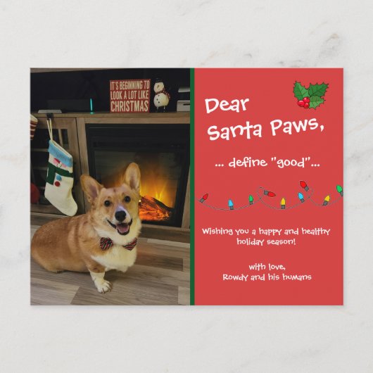 "Beste Santa Paws"  vakantie Briefkaart (Voorkant)