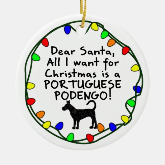 Beste Santa Portugees Podengo Keramisch Ornament (Voorkant)