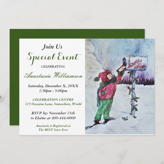 Beste Santa PTY EVENT INVITE Kaart (Voorkant / Achterkant)