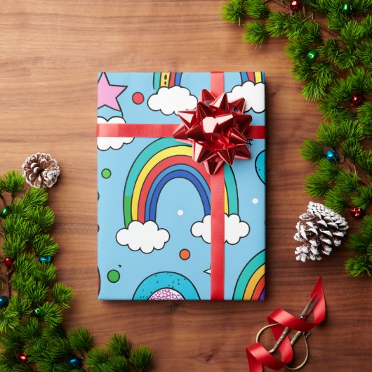 Beste Santa Rainbow Custom Pattern Cadeaupapier (Feestdagen Geschenken)