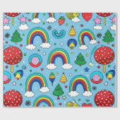 Beste Santa Rainbow Custom Pattern Cadeaupapier (Vlak)