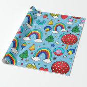 Beste Santa Rainbow Custom Pattern Cadeaupapier (Uitgerold)