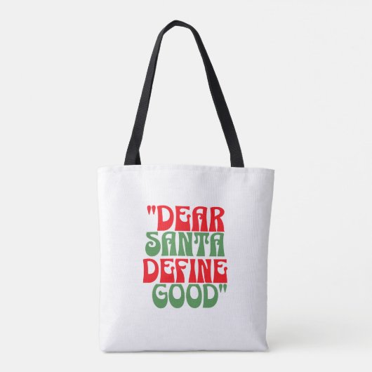 Beste Santa Red en Green Groovy Retro Font Tote Bag (Achterkant)