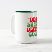 Beste Santa Red en Green Groovy Retro Font Tweekleurige Koffiemok (Voorkant links)