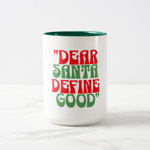 Beste Santa Red en Green Groovy Retro Font Tweekleurige Koffiemok