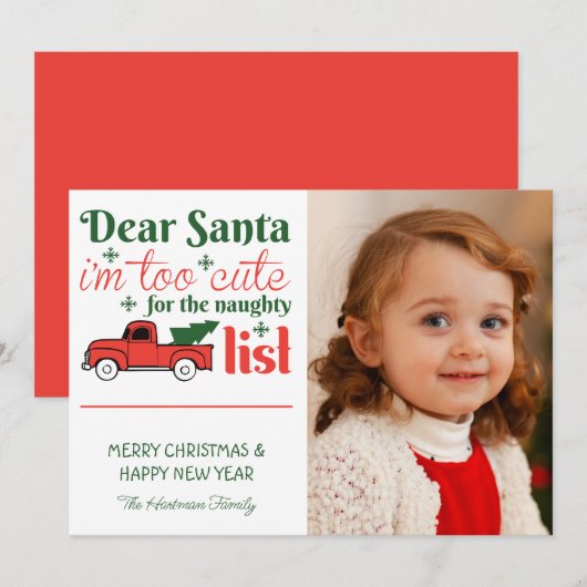 Beste Santa Schattige Naughty List One Photo Chris Feestdagenkaart (Voorkant / Achterkant)