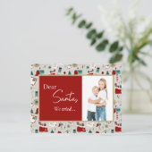 Beste Santa Schattigee kinder foto Leuke lijst gra Feestdagenkaart (Staand voorkant)