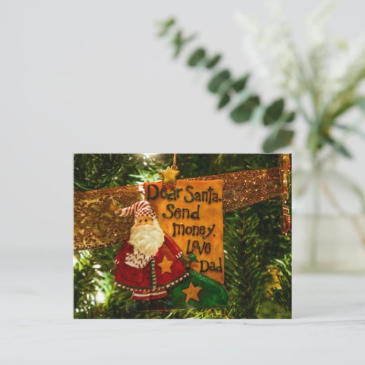 Beste Santa Send Money Feestdagenkaart (Staand voorkant)