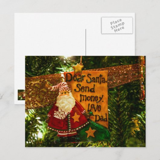 Beste Santa Send Money Feestdagenkaart (Voorkant / Achterkant)