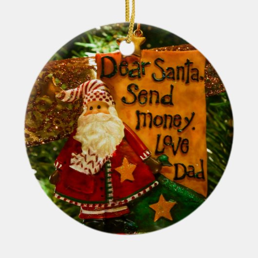 Beste Santa Send Money Keramisch Ornament (Voorkant)