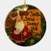 Beste Santa Send Money Keramisch Ornament (Achterkant)