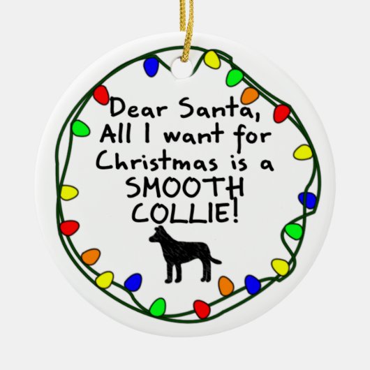 Beste Santa Smooth Collie Keramisch Ornament (Voorkant)