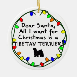 Beste Santa Tibetan Terrier Keramisch Ornament