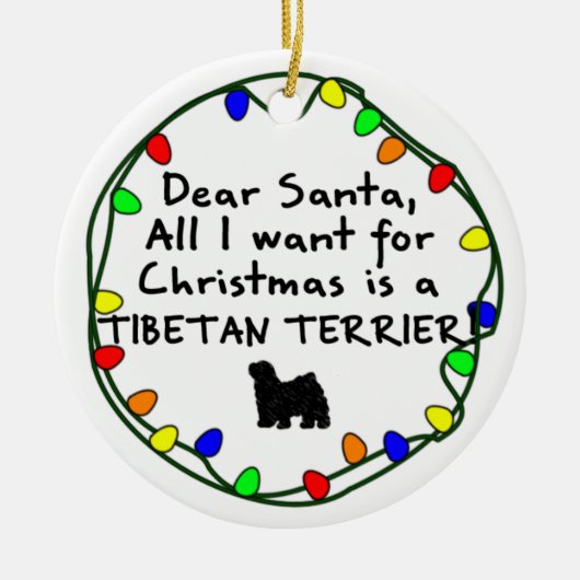 Beste Santa Tibetan Terrier Keramisch Ornament (Voorkant)