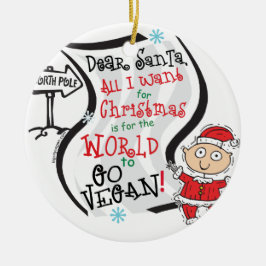 Beste Santa Vegan Wish Keramisch Ornament