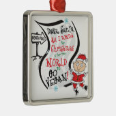 Beste Santa Vegan Wish Metalen Ornament (Rechts)