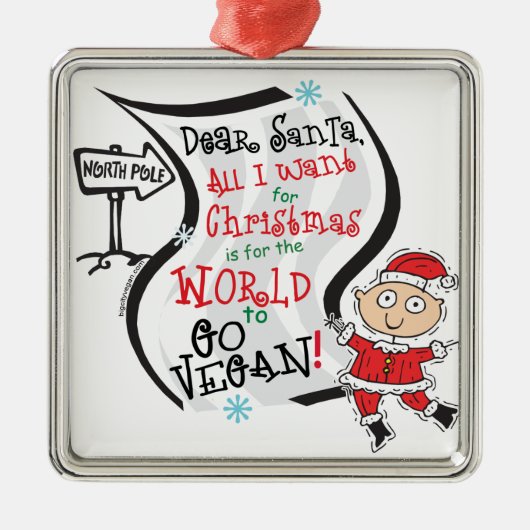 Beste Santa Vegan Wish Metalen Ornament (Voorkant)