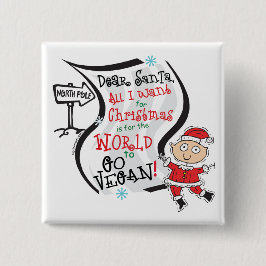 Beste Santa Vegan Wish Vierkante Button 5,1 Cm