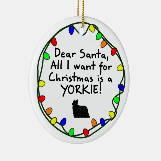 Beste Santa Yorkie Keramisch Ornament (Rechts)