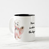 Beste Schattigee Maltese Hond Custom Gepersonalise Tweekleurige Koffiemok (Voorkant links)