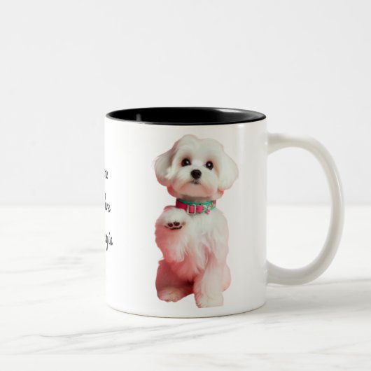 Beste Schattigee Maltese Hond Custom Gepersonalise Tweekleurige Koffiemok (Rechts)