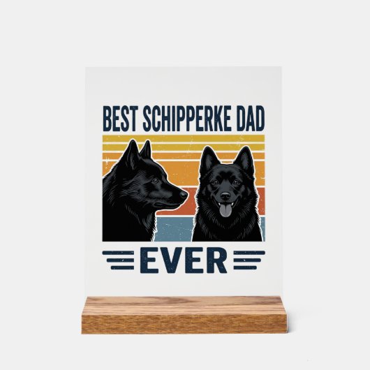 Beste Schipperke Vader Ooit Retro Hond Vector Desi Acryl Bord (Voorkant)