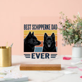 Beste Schipperke Vader Ooit Retro Hond Vector Desi Acryl Bord (Huwelijk)