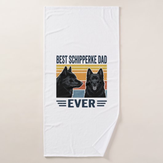 Beste Schipperke Vader Ooit Retro Hond Vector Desi Badhanddoek (Badhanddoek)