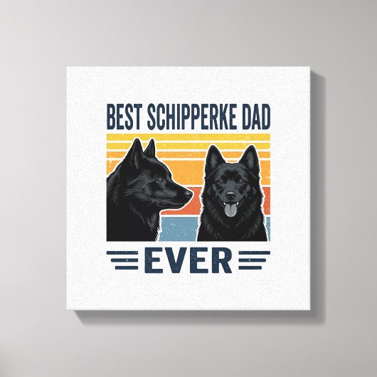 Beste Schipperke Vader Ooit Retro Hond Vector Desi Canvas Afdruk (Voorkant)