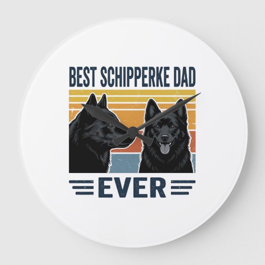 Beste Schipperke Vader Ooit Retro Hond Vector Desi Grote Klok (Voorkant)