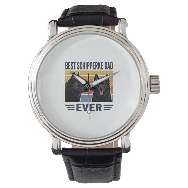 Beste Schipperke Vader Ooit Retro Hond Vector Desi Horloge (Voorkant)