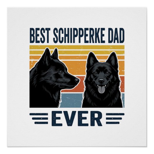 Beste Schipperke Vader Ooit Retro Hond Vector Desi Perfect Poster (Voorkant)