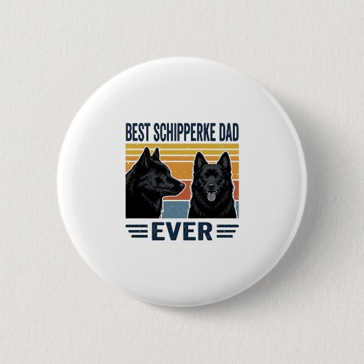 Beste Schipperke Vader Ooit Retro Hond Vector Desi Ronde Button 5,7 Cm (Voorkant)