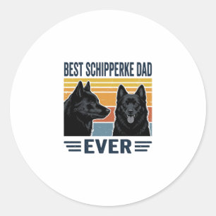 Beste Schipperke Vader Ooit Retro Hond Vector Desi Ronde Sticker
