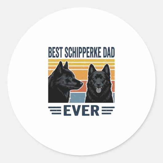Beste Schipperke Vader Ooit Retro Hond Vector Desi Ronde Sticker (Voorkant)