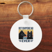 Beste Schipperke Vader Ooit Retro Hond Vector Desi Sleutelhanger (Voorkant)