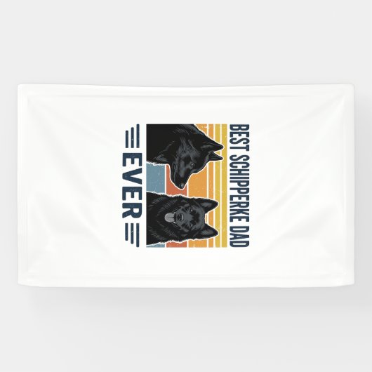 Beste Schipperke Vader Ooit Retro Hond Vector Desi Spandoek (Horizontaal)