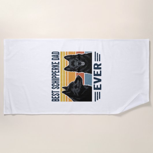 Beste Schipperke Vader Ooit Retro Hond Vector Desi Strandlaken (Voorkant)