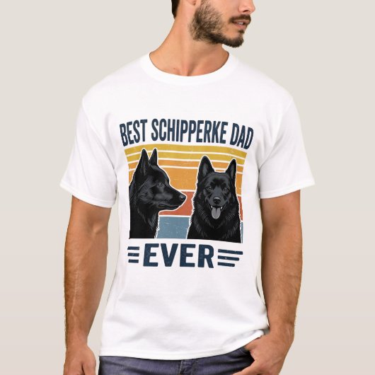 Beste Schipperke Vader Ooit Retro Hond Vector Desi T-shirt (Voorkant)