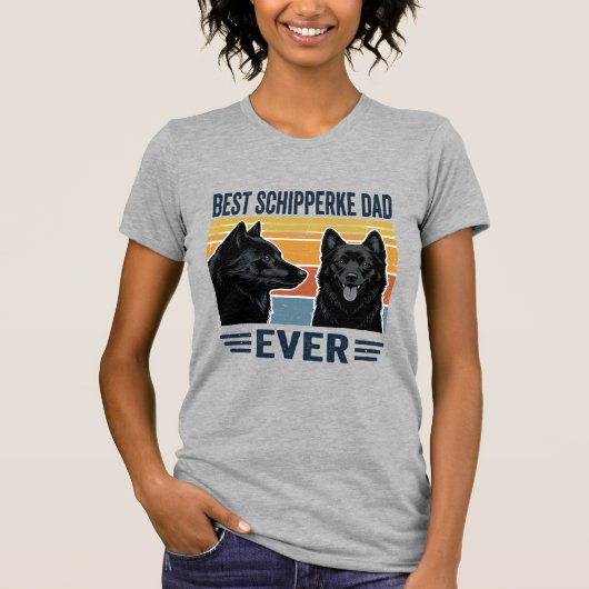Beste Schipperke Vader Ooit Retro Hond Vector Desi T-shirt (Voorkant)